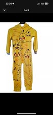 Pok mon Pikachu Pajamas Size 4/5 Union Suit Sleeper With Hood Yellow