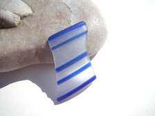 Sea Glass, Beautiful Clear with Cobalt Blue Stripes Great for Artist