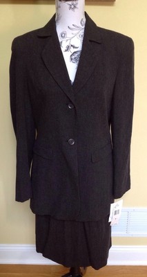 Rena Rowan Women's Size 8 Moulin Rouge Charcoal Grey 2 Button Blazer & Skirt Set