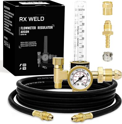 RX WELD Argon Regulator Flow Meter Gas Regulator Gauge for Mig Tig Weld with