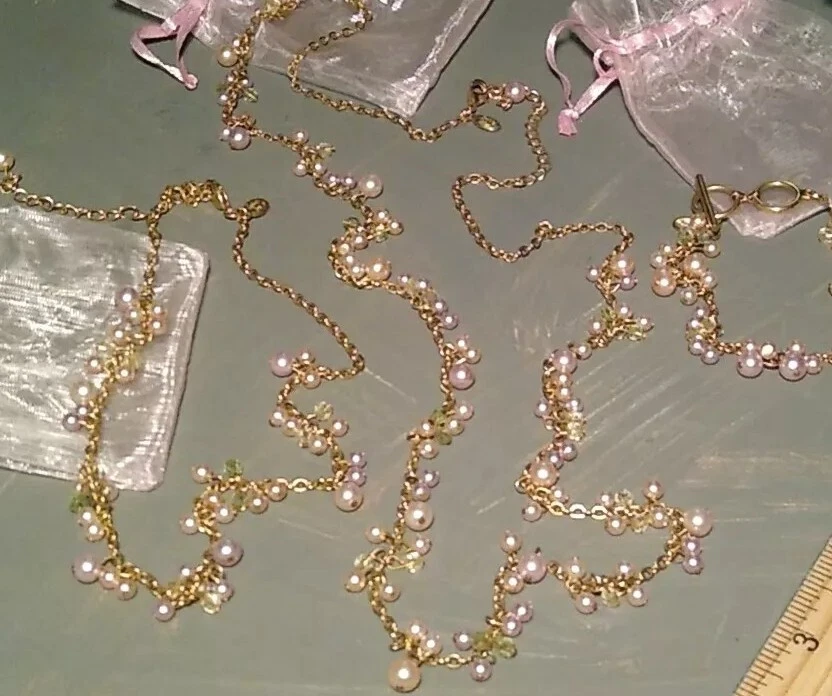 COOKIE LEE Coordinating Jewelry 3pc Coordinating Lot, Pink Pearl and Gold Tone! - Image 2 of 4