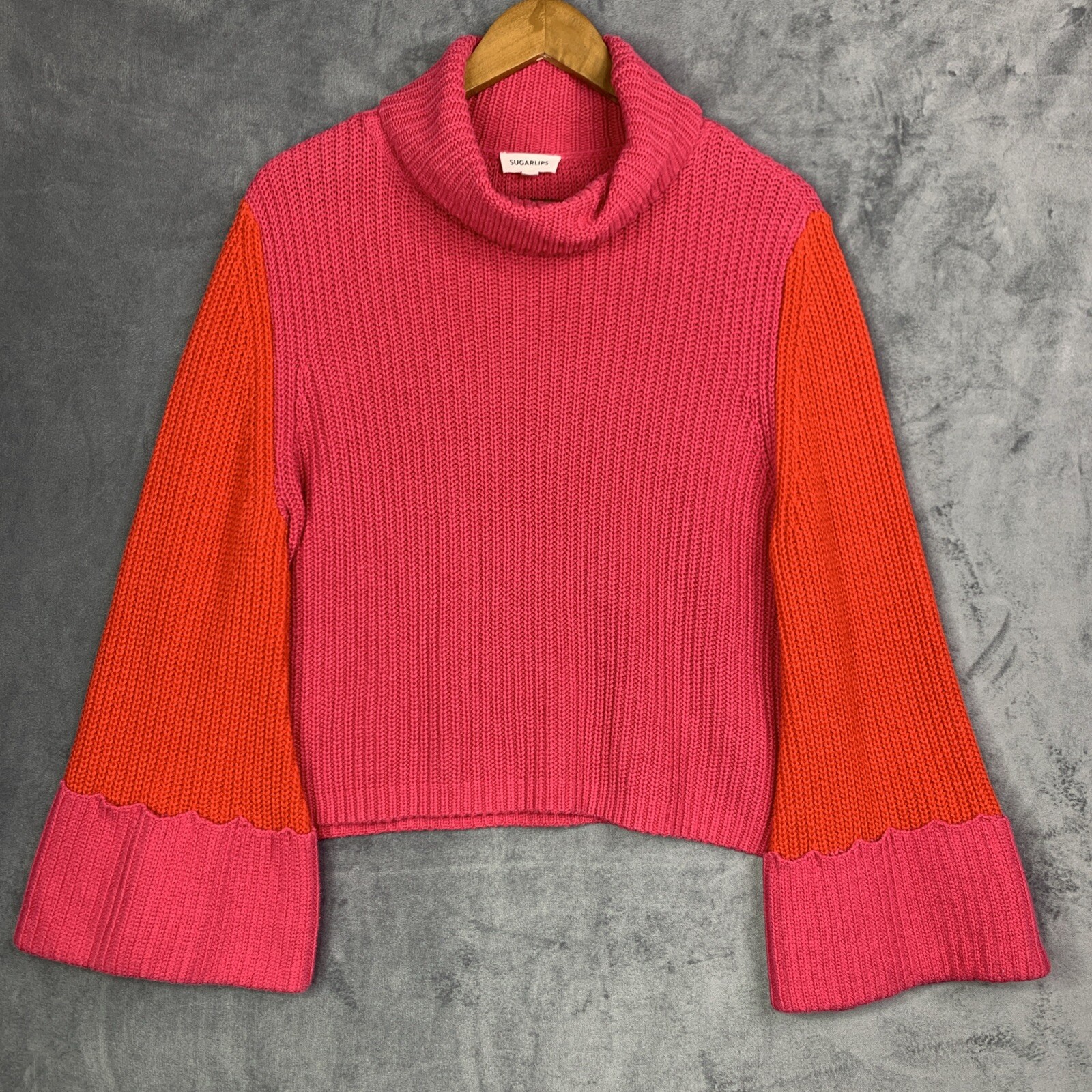 Sugarlips Jojo Colorblock Ribbed Turtleneck Sweater with Wide Cuffs Size XS