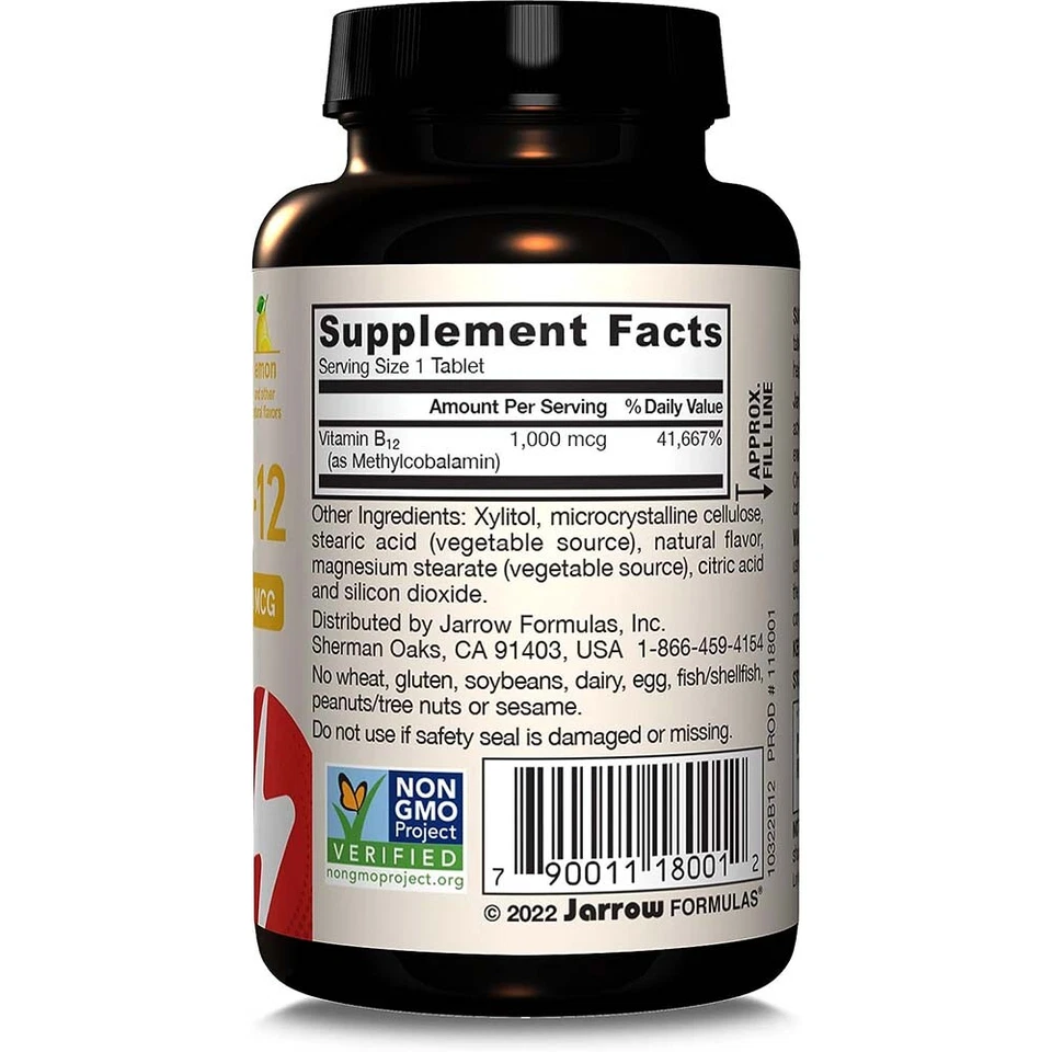 Jarrow Formulas, metil B-12, gusto limone, 1000mcg, 100 losanghe - Immagine 2 di 4