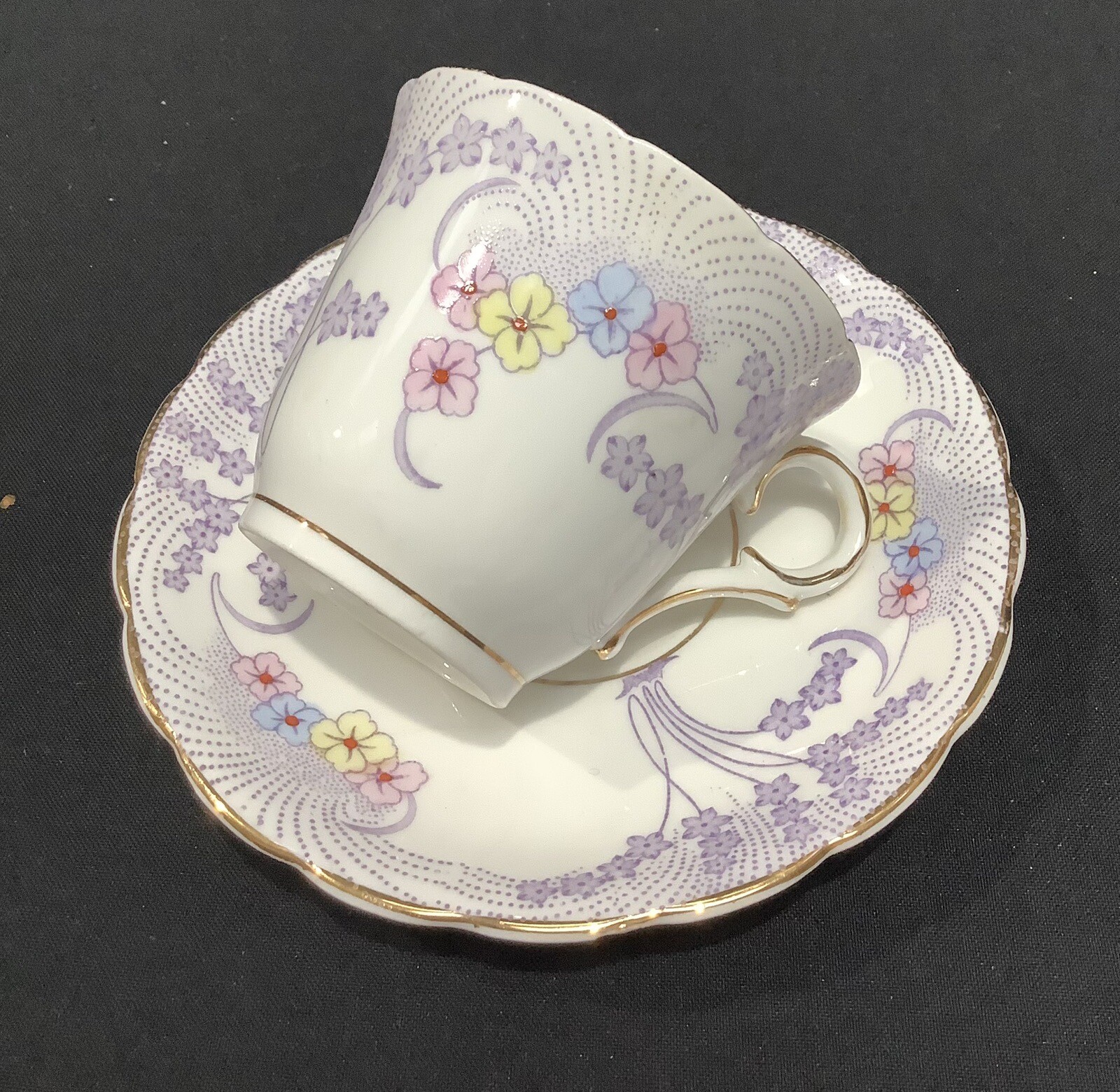 Colclough Art Deco Lilac Tea Set Trios and Sugar Bowl c1930 eBay
