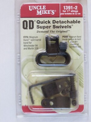 BUSHNELL Uncle Mike’s 14612 Quick Detach Swivels – 1” Blued Set For Ruger 10/22, .44 Magnum, & Carbines
