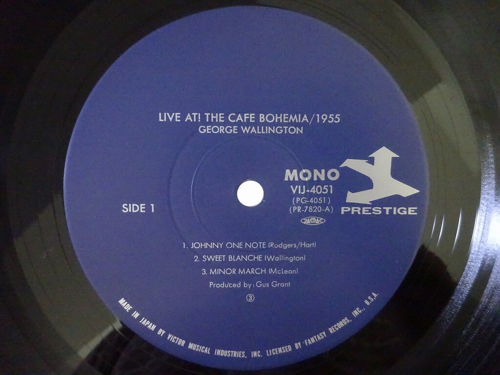 George Wallington Quintet - Live At! Cafe Bohemia/1955, 1984 Prestige VIJ-4051 Japan Vinyl + OBI George Wallington Quintet - Live At! Cafe Bohemia/1955, 1984 Prestige VIJ-4051 Japan Vinyl + OBI