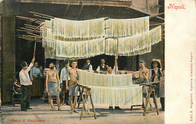 Vintage Postcard Fabbrica De Maccheroni Napoli Naples Making and Drying Pasta