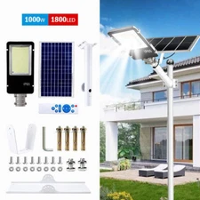 1600W Commercial Solar Street Light IP65 Dusk To Dawn Road LED Lamp+Pole+Remote