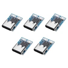 5Pcs USB-C PD 12V DC Fixed Voltage Power Trigger Module,0.7x0.4" 5A Type-C, Blue
