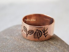Pure Solid Copper Wedding band - Arthritis Pain Therapy Tree Of LIfe Copper Ring