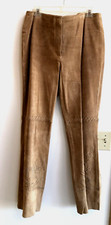 MARGARET GODFREY Genuine Suede Leather Floral  Stitch Decor Pants Women's 14