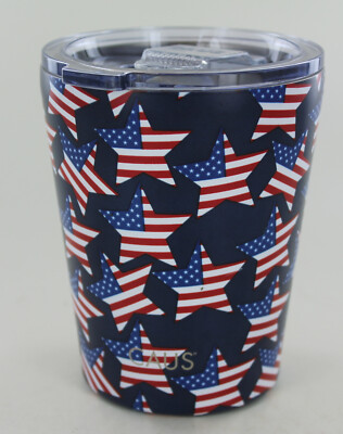 Caus 12 oz Cup Tumbler with Lid - Blue with Flag Stars | eBay