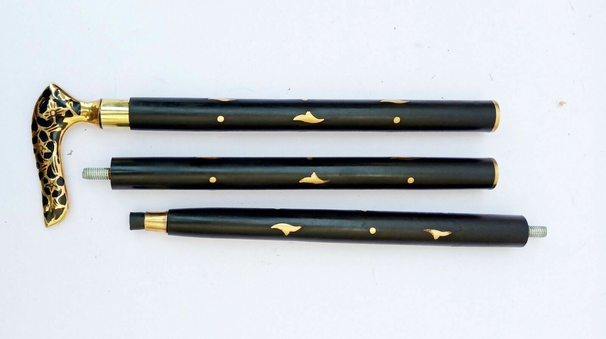 Bastone Antico Stile Inglese Bastone Da Passeggio Vittoriano Con Pomolo In Ottone A Testa Di Cane - Stile Vintage E Legno Pregiato Testa Cane Bastone Vintage - Foto 5