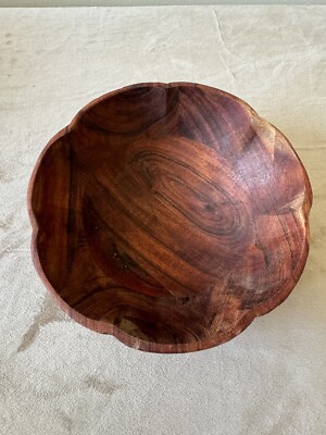 Vintage Handmade Natural Root Wooden Bowl 8  Length 3  Depth