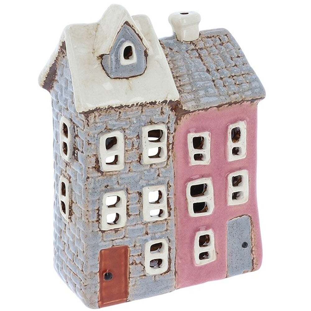 Shudehill Giftware Village Pottery Tiled Two House Tealight Holder 340317