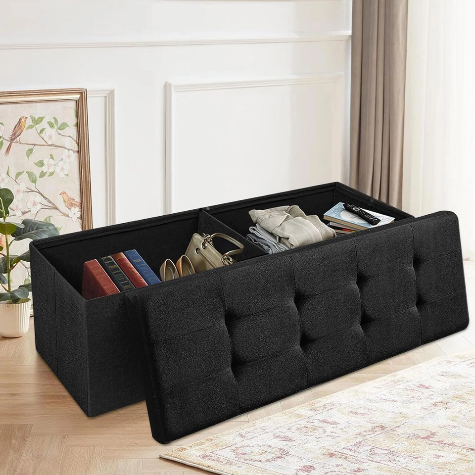 43'' Storage Ottoman Bench - Foldable Storage Chest & Footrest Seat - Image 4 of 4