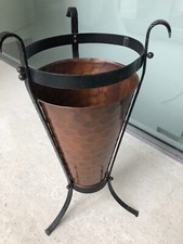 Schirmständer Kupfer Schmiedeeisen 50er Jahre Vintage