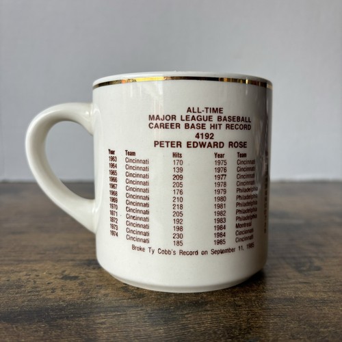 Vintage Pete Hustle Rose 1957 Major League Baseball Hit Record 4192 Coffee Mug - Picture 8 of 13
