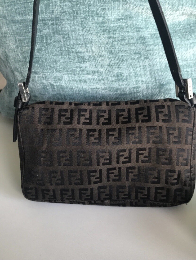 VIntage FENDI 2000s Zucchino Monogram Double Flap Brown VIntage FENDI 2000s Zucchino Monogram Double Flap Brown
