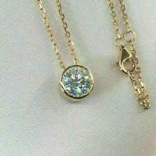 Women's 2Ct Round Cut D/VVS1 Diamond Solitaire Pendant 14K Yellow Gold Finish