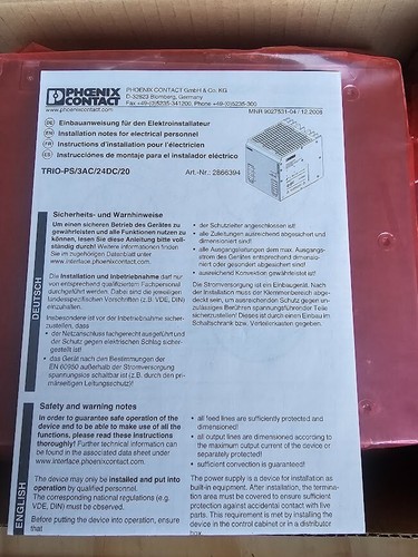 Phoenix Contact 2866394 TRIO Alimentatore da 3AC a 24V DC - Foto 2 di 5