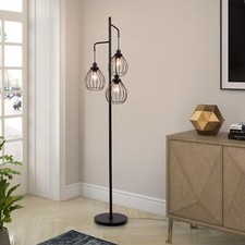 3-Light Floor Lamp Industrial Floor Light Teardrop Cage Tall Standing Tree Lamps