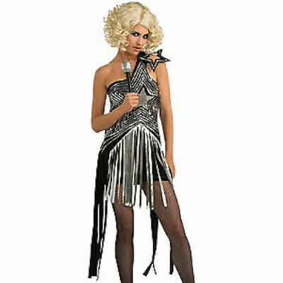 NEW Licensed Lady Gaga Rock Star Rhinestone Adult Black Silver Costume SZ XS