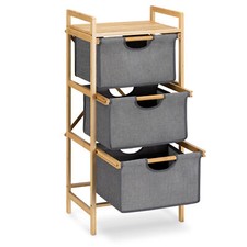 Navaris Mobiletto Bagno 3x Cesto Portabiancheria - Organizer in Legno 96x44x33cm