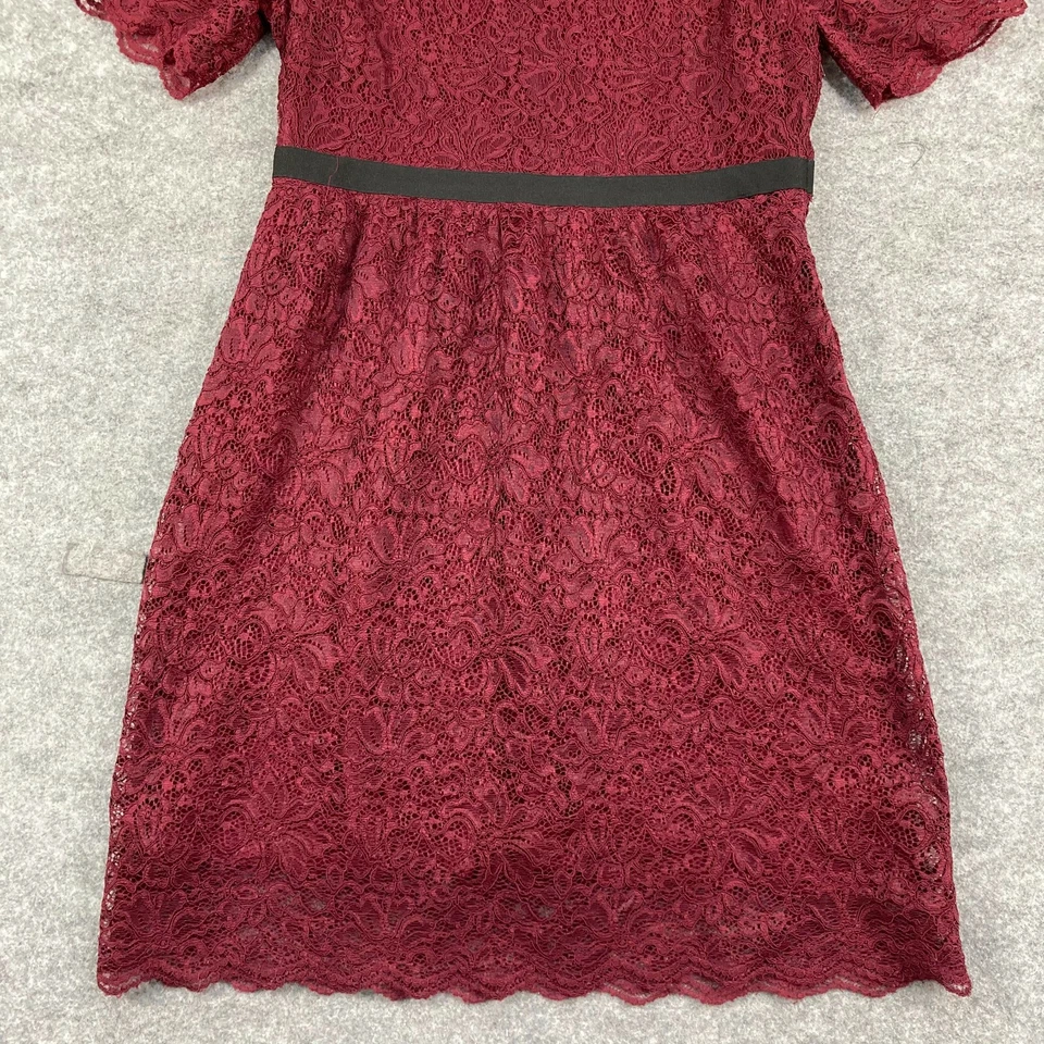 Vestido para mujer Naf Naf talla 40 rojo floral encaje línea A talla 6-8 manga corta 7133 Foto 3 de 4