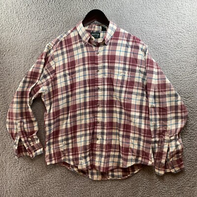 OAKTON Limited Button Down Flannel Shirt Men's L Multicolored Plaid Pocket