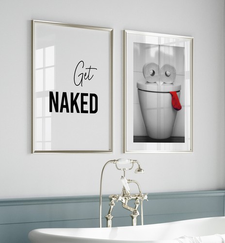 Set of 2 Funny Bathroom Wall Art Posters Quote Prints Minimalist Toilet Pictures - Picture 10 of 20