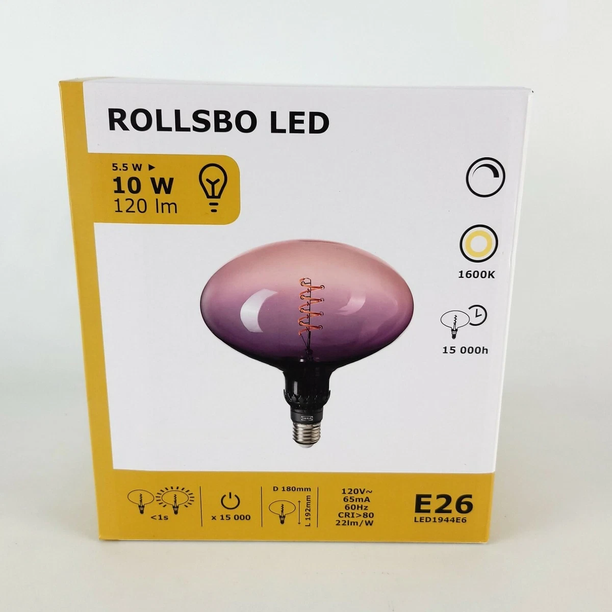 Ikea ROLLSBO Bulb Edison Shaped/Dark Purple Clear Glass | eBay