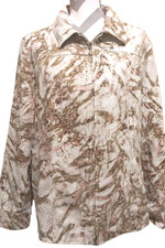 Additions by Chico's 3 Jacket Cream Pink  Tan Animal Print Full Zip Size 3 EUC