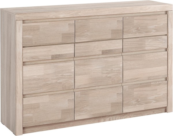 Kommode Sideboard Silkeborg Eiche Weiß Gekalkt Teilmassiv Breite 130Cm Woltra-image