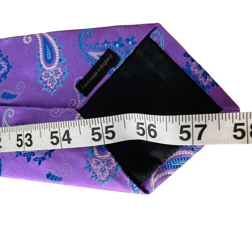 Duchamp London Silk Necktie Purple Blue White Paisley NWT $130 - Picture 6 of 6