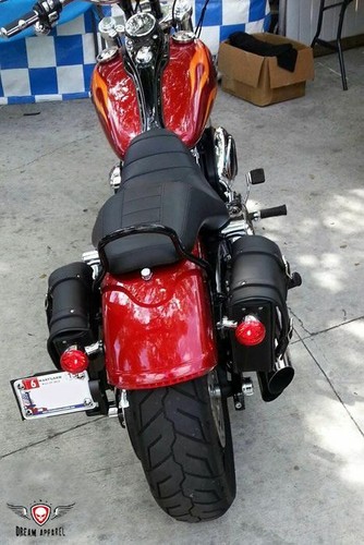 Left Sided PVC Motorcycle Solo Swing Arm Bag Universal Fit Water Resistant Black - Picture 7 of 12