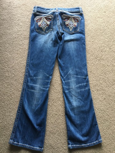 Wrangler Rock 47 Ultra Low Rise Womens 27 X 32 Boot Cut Embroidered Stretch - Picture 5 of 9