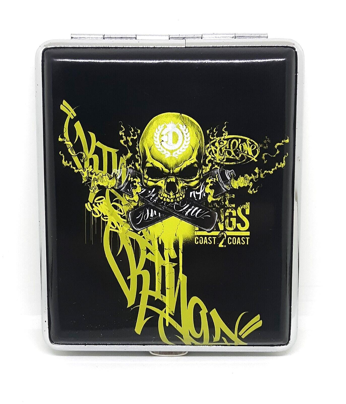 DyseOne Graffiti Art Coast To Coast Silver Frame PU Leather 100s Cigarette Case