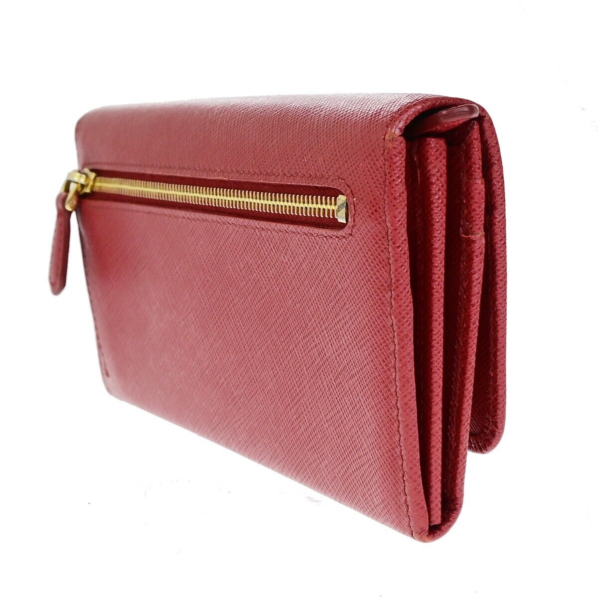 PRADA Logo Bifold Long Zipper Bifold Wallet Saffiano Leather PRADA Logo Bifold Long Zipper Bifold Wallet Saffiano Leather