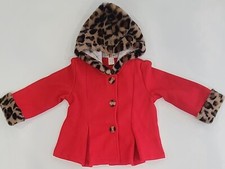 Girls 1-2 Years Red Fall/Spring Jacket Animal Print Faux Fur Accents