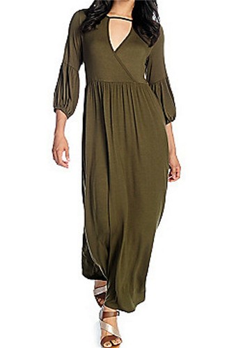 V by Vanessa Williams 3/4 Sleeved Double Surplice Wrap Maxi Dress Size XS~L - Bild 1 von 4