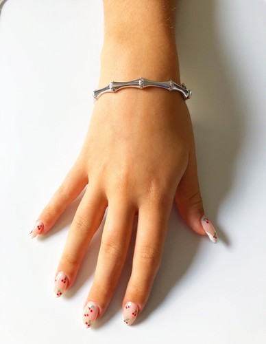 Sterling Silver Italian Bangle Bamboo Design - Picture 10 of 12