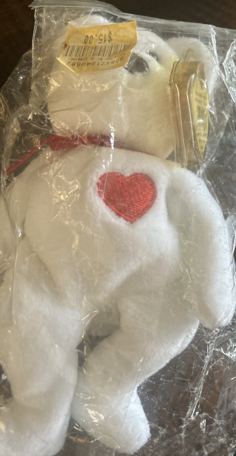 RARE NEW Ty Valentino Bear Beanie Baby 1993/1994 with Brown Nose and tag errors! thumbnail 12