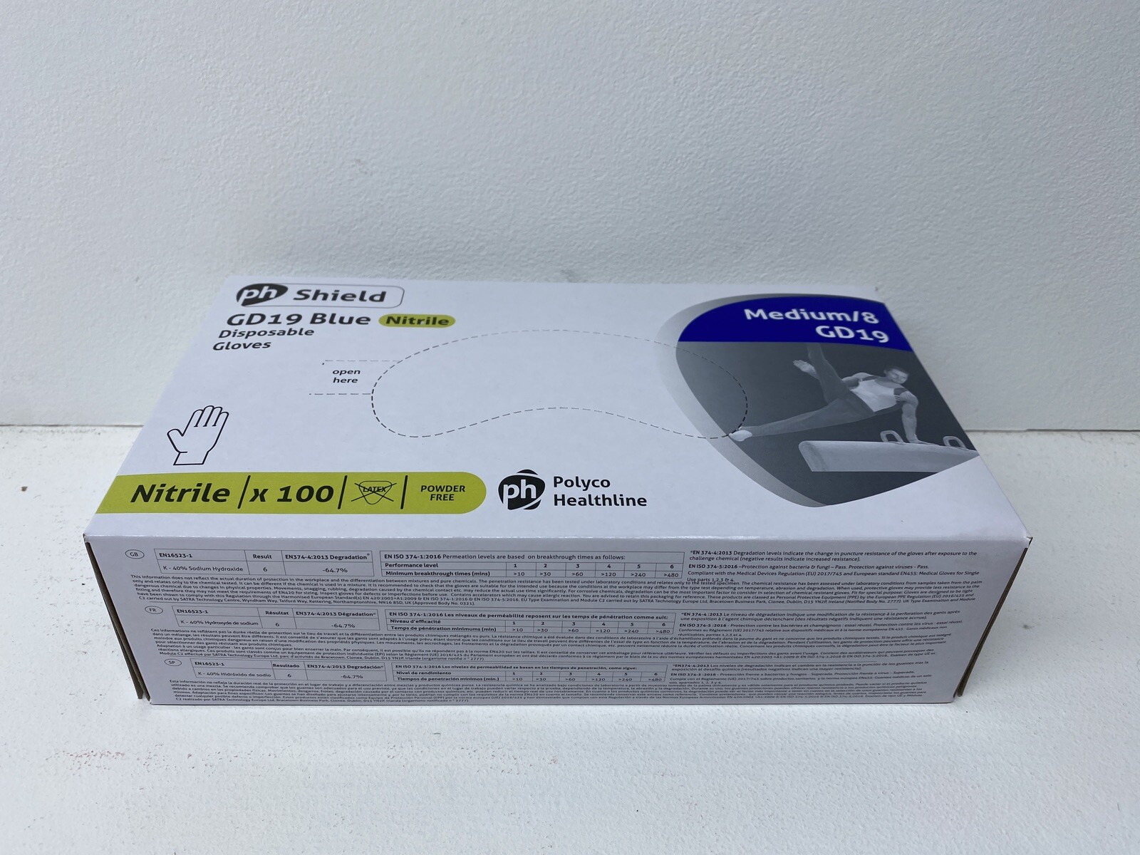 Shield GD19 PowderFree Blue Nitrile Gloves Medium Pack of 100 for