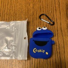 Cookie Monster AirPods Case Cover Silicone w/ Carabiner for Apple AirPods 1/2