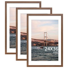 24x36 Picture Frame Brown Set of 3, Display Pictures 20x30 with Mat or 24 x 3...