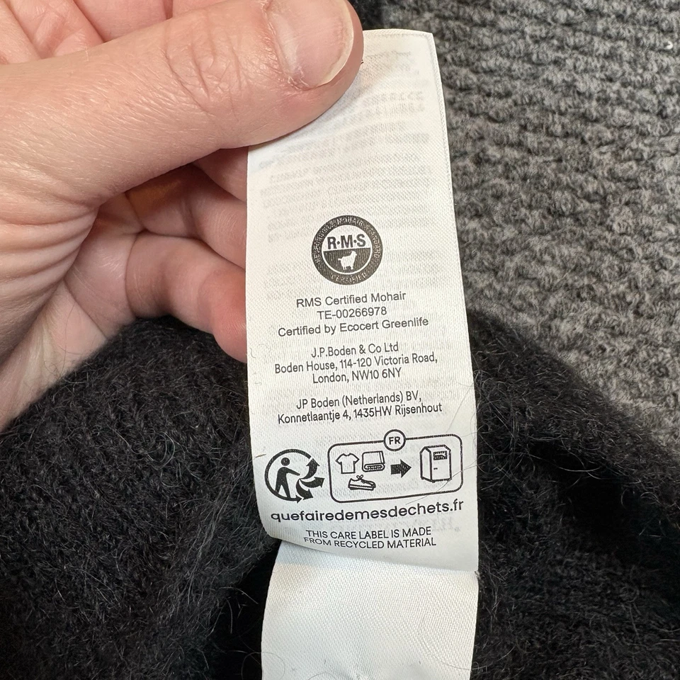 Boden Gray Cardigan Sweater Women's XL Pearl Button Down - Image 4 of 4