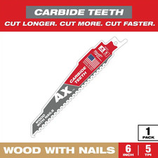 6 In. 5 TPI AX Carbide Teeth Demolition Nail-Embedded Wood Cutting SAWZALL Recip