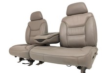 1995-2000 Tahoe Sierra Silverado Seats 60-40 Bench Gray Leather Power W Folding 1995-2000 Tahoe Sierra Silverado Seats 60-40 Bench Gray Leather Power W Folding