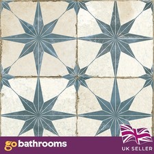 Matt Blue Star Ceramic Hale Retro Vintage Square Wall Floor Tile CUT SAMPLE